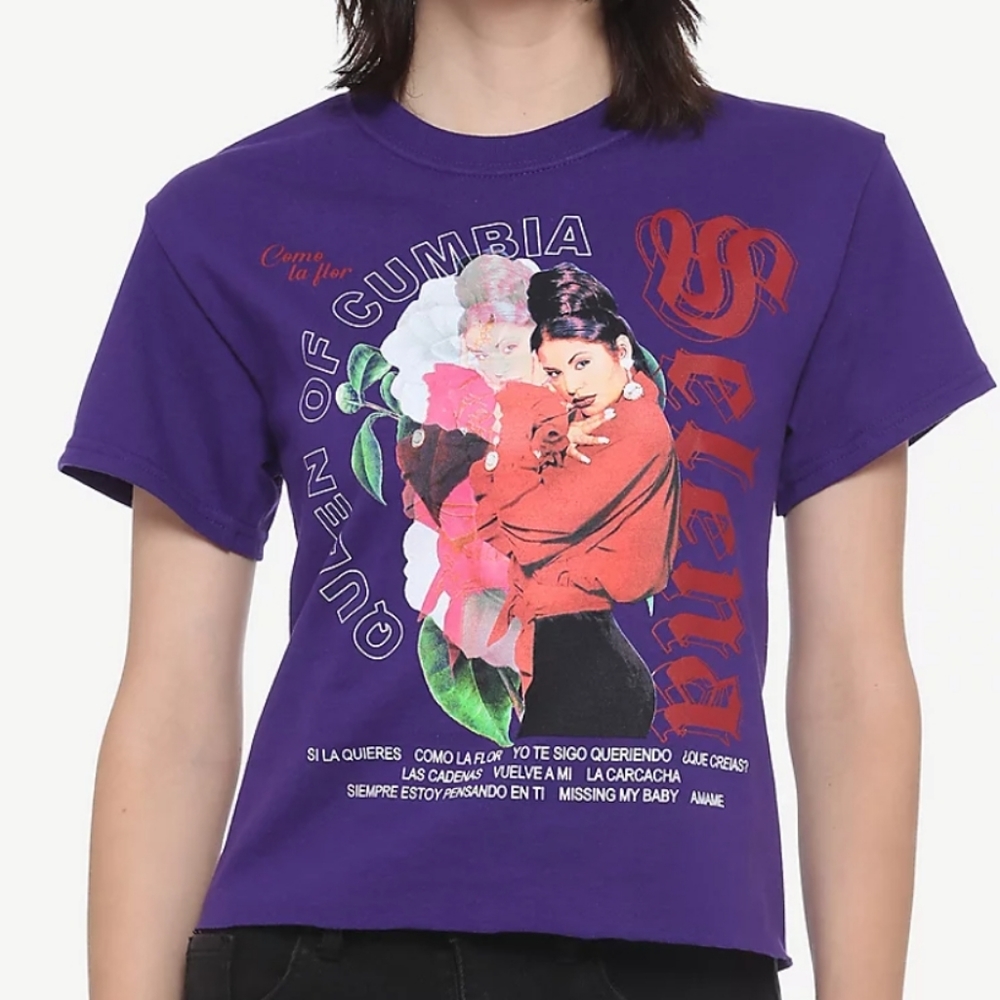 Selena Queen of Cumbia purple crop top
